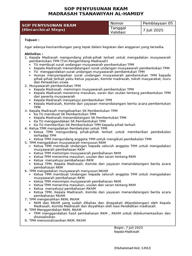 Sop Penyusunan Rkam | PDF