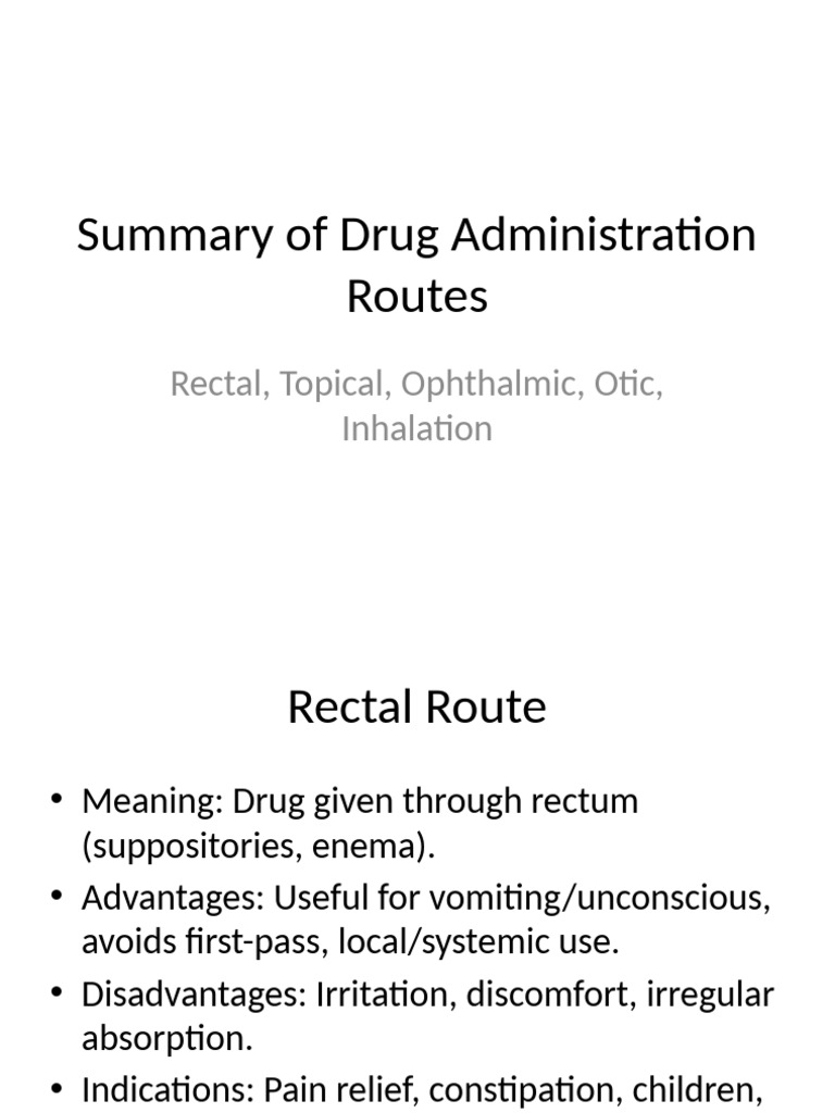 Drug Administration Routes Summary | PDF
