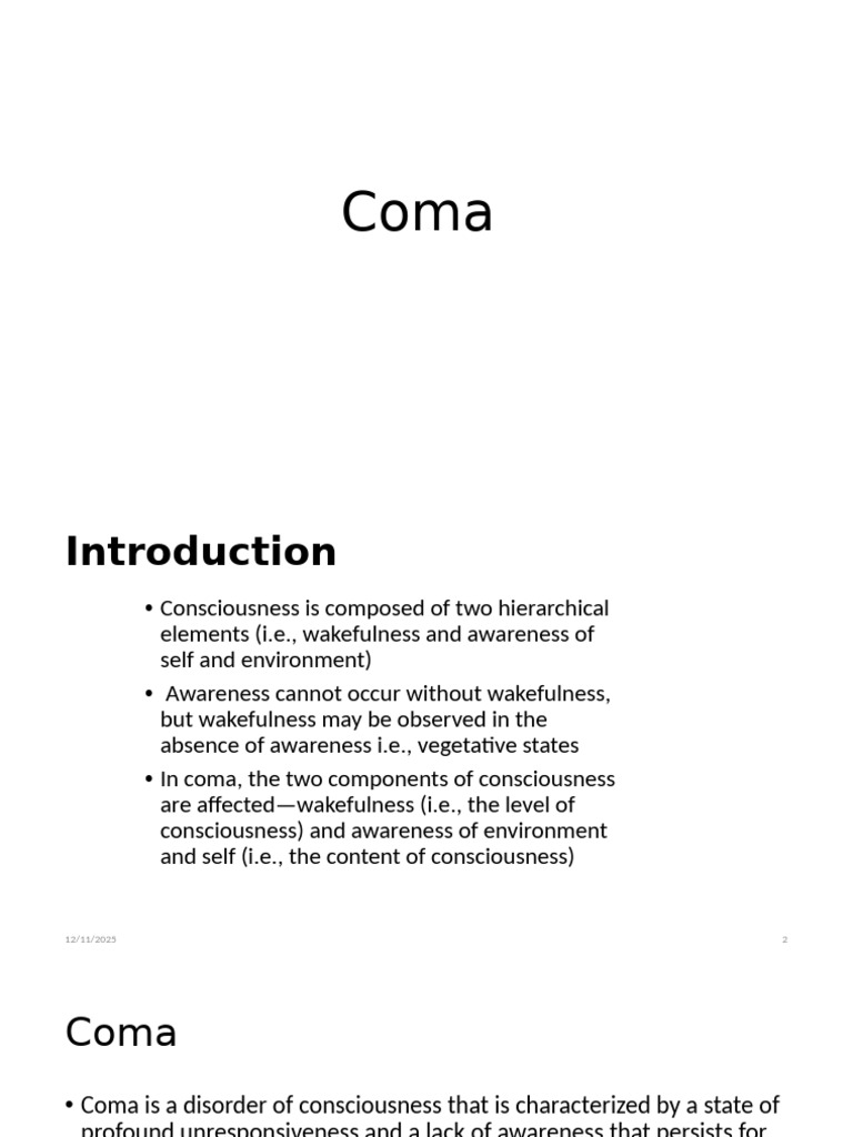 COMA - Student | PDF | Coma | Thalamus