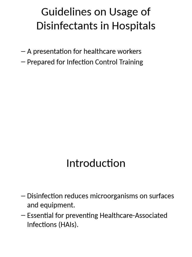Hospital Disinfectant Usage Guidelines | PDF