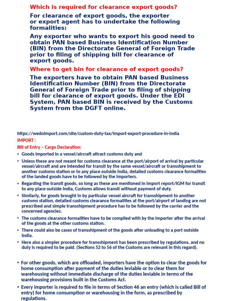 Export Goods Clearance Requirements | PDF | Customs | Electronic Data ...