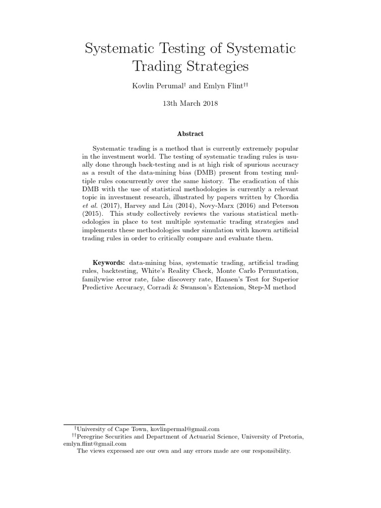 Evaluating Statistical Methods in Trading | PDF | Statistics | P Value