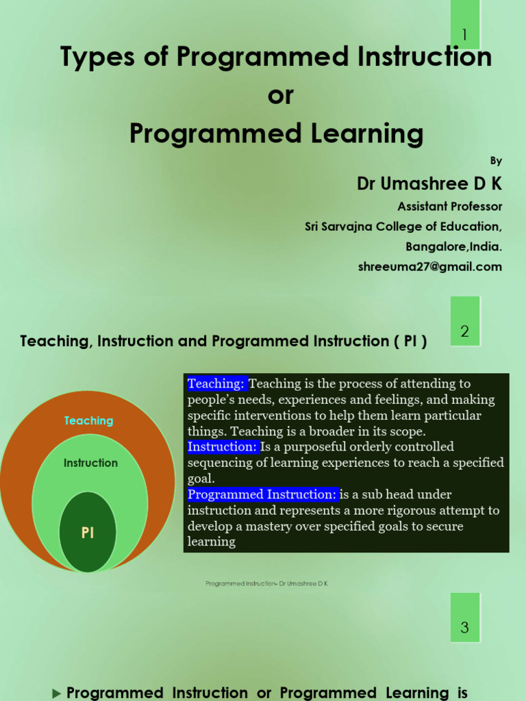 Types of Programmed Instruction Explained | PDF | Learning | Multiple ...