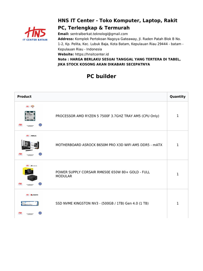HNS IT Center: Affordable PC Building | PDF