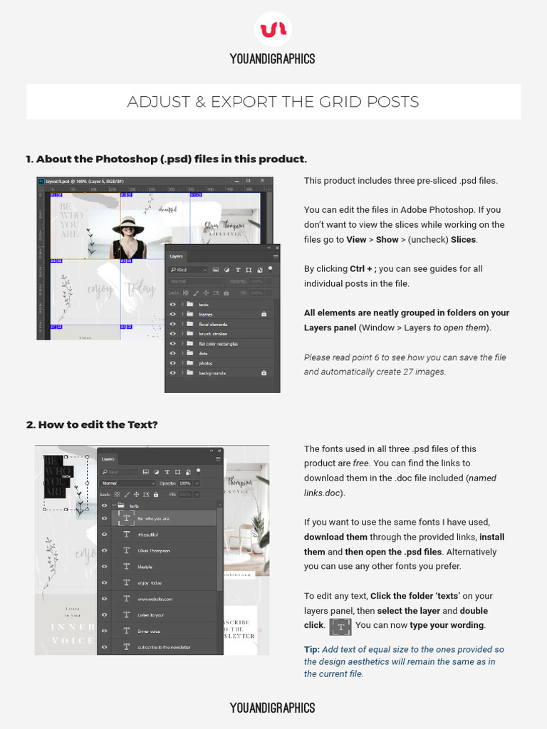 Grid Posts Instructions | PDF | Adobe Photoshop | Computing