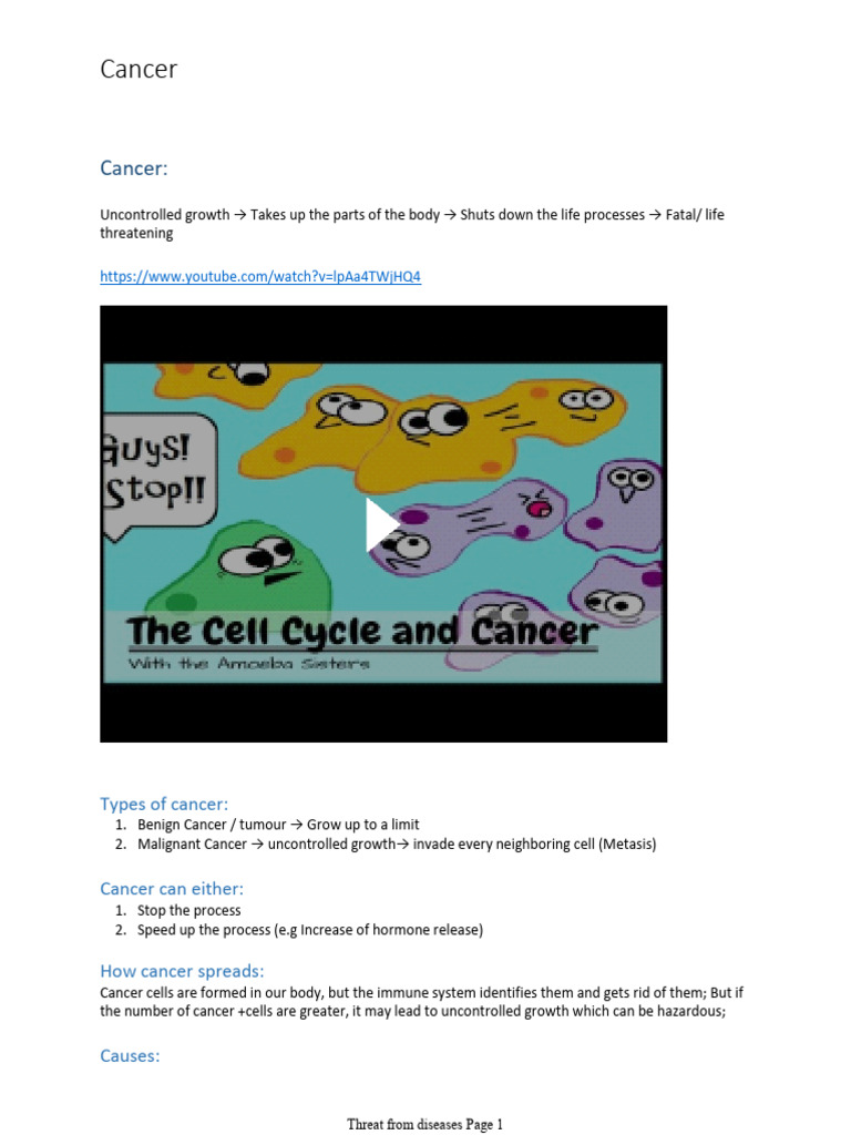Unit 1 C Cancer | PDF