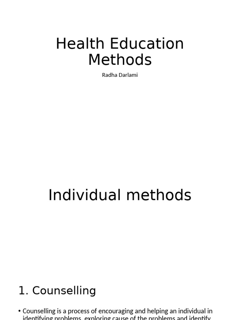 Health Education Methods Overview | PDF | Learning | Communication