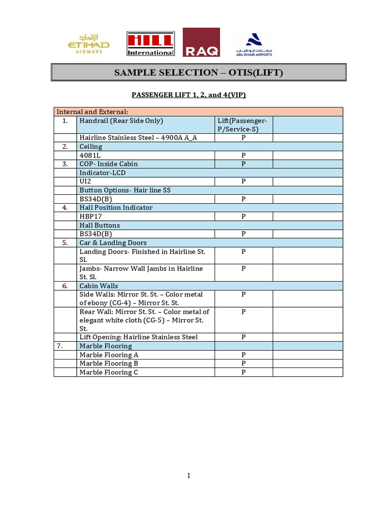 VIP Passenger Lift Specifications | PDF