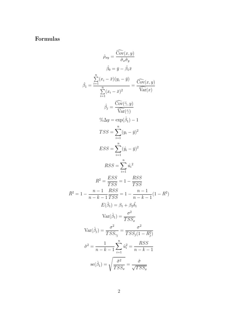 Statistical Formulas for Regression Analysis | PDF | Passenger Rail ...