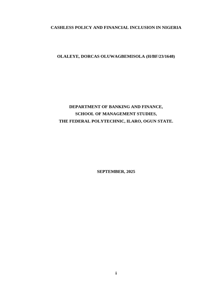 Cashless Policy Impact on Nigeria's Finance | PDF | Financial Inclusion ...