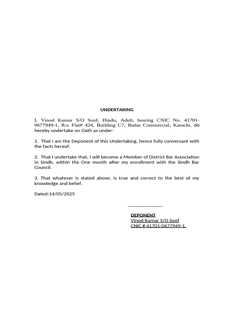 Undertaking | PDF