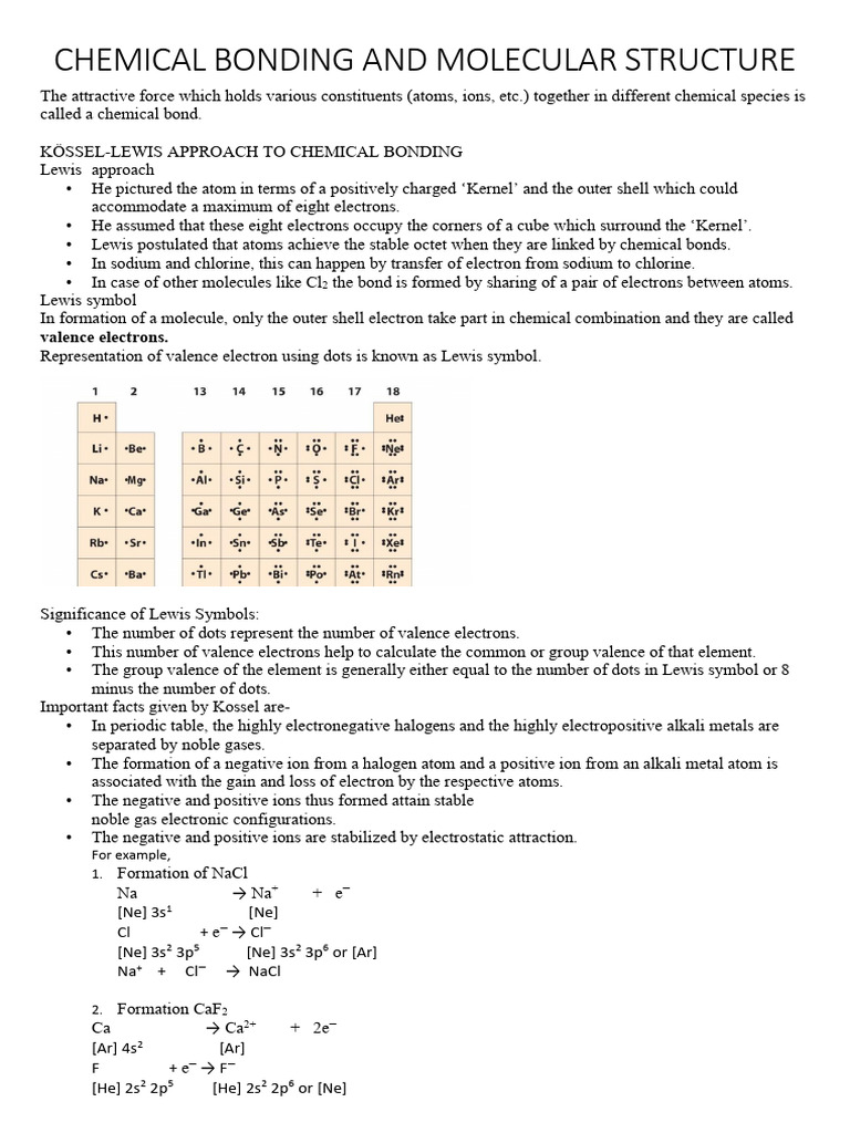 Chemical Bonding and Molecular Structure | PDF | Chemical Bond ...