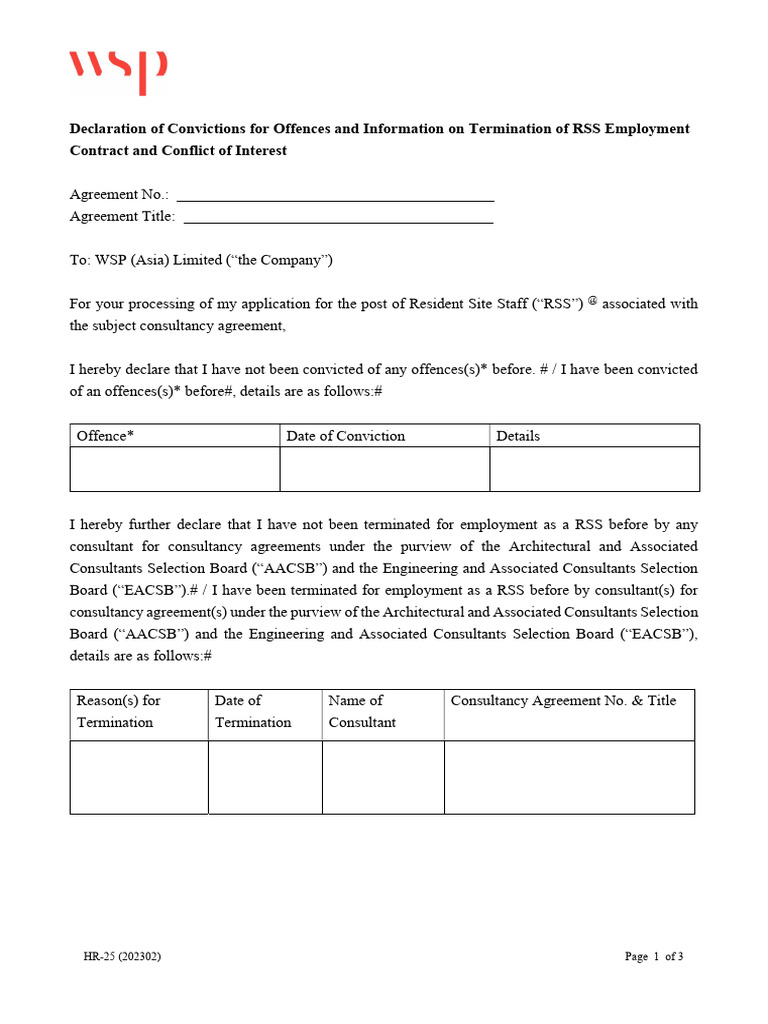 RSS Employment Declaration Form | PDF | Crimes | Crime & Violence