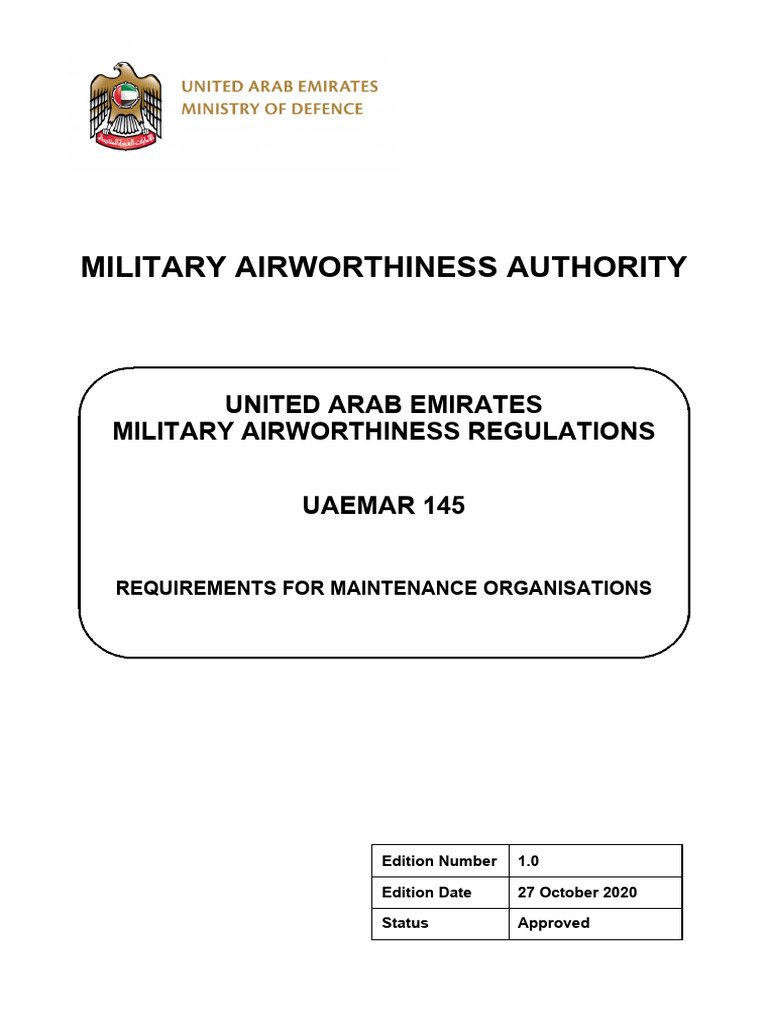 UAEMAR 145 Maintenance Org Requirements | PDF