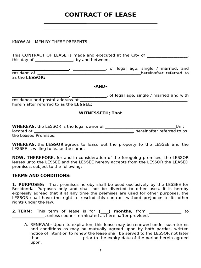 Residential Lease Agreement Template | PDF | Lease | Breach Of Contract