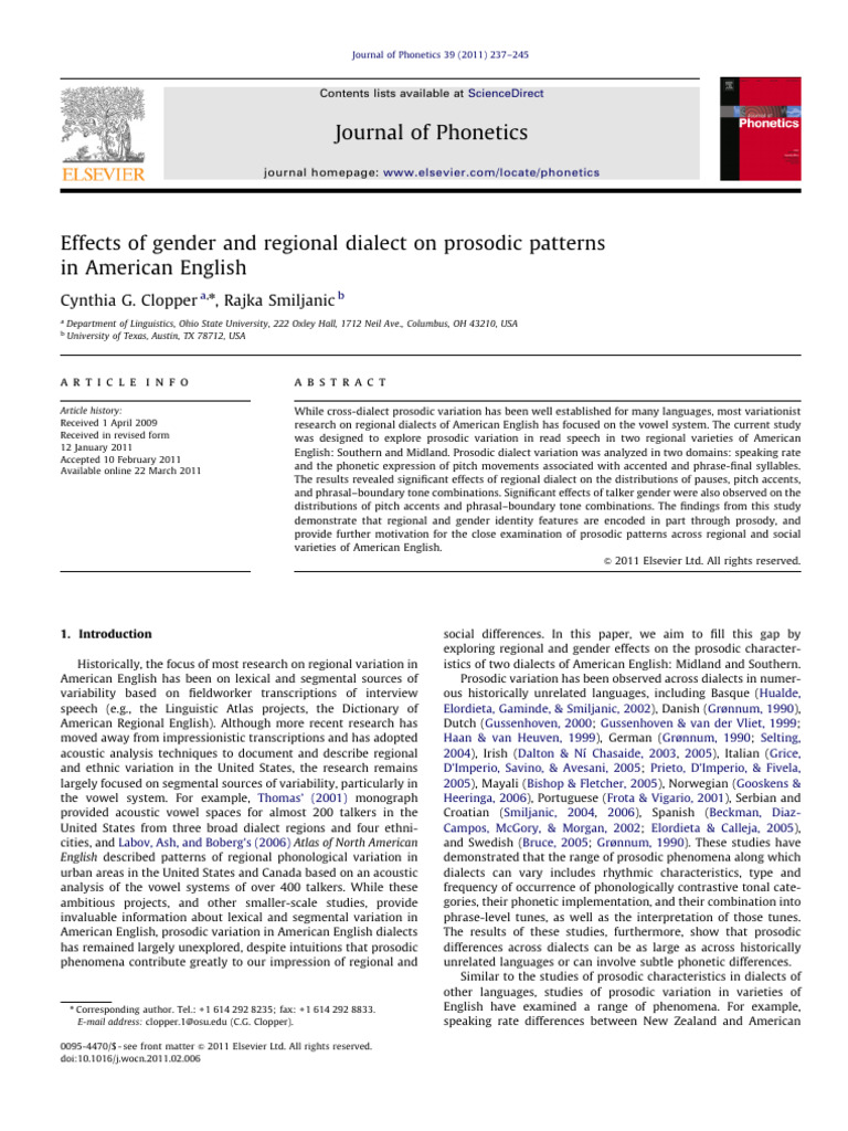 RP - Clpper and Smilkanic (2009) - ) Effects of Gender and Regional ...