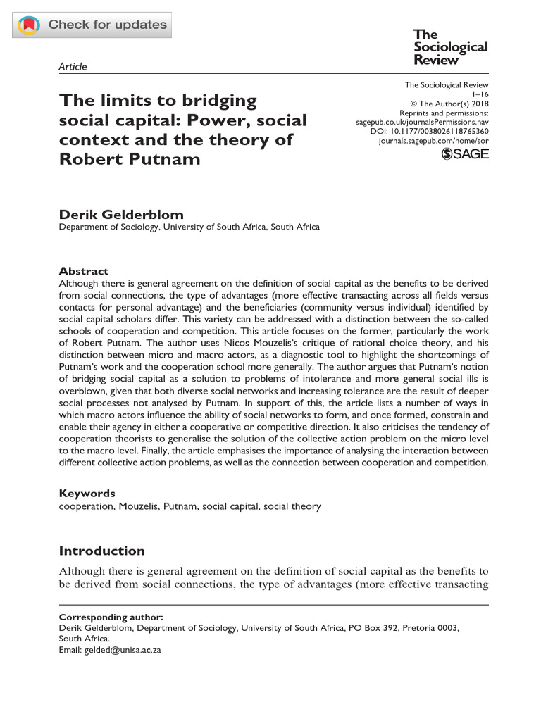Limits of Bridging Social Capital Theory | PDF | Social Capital | Sociology