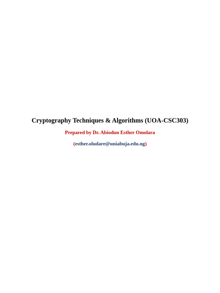 Cryptography Techniques UOACSC303-3 | PDF | Cryptography | Encryption