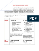 Urgent and Important Time Management Matrix: 1 - Do Now 2 - Plan To Do