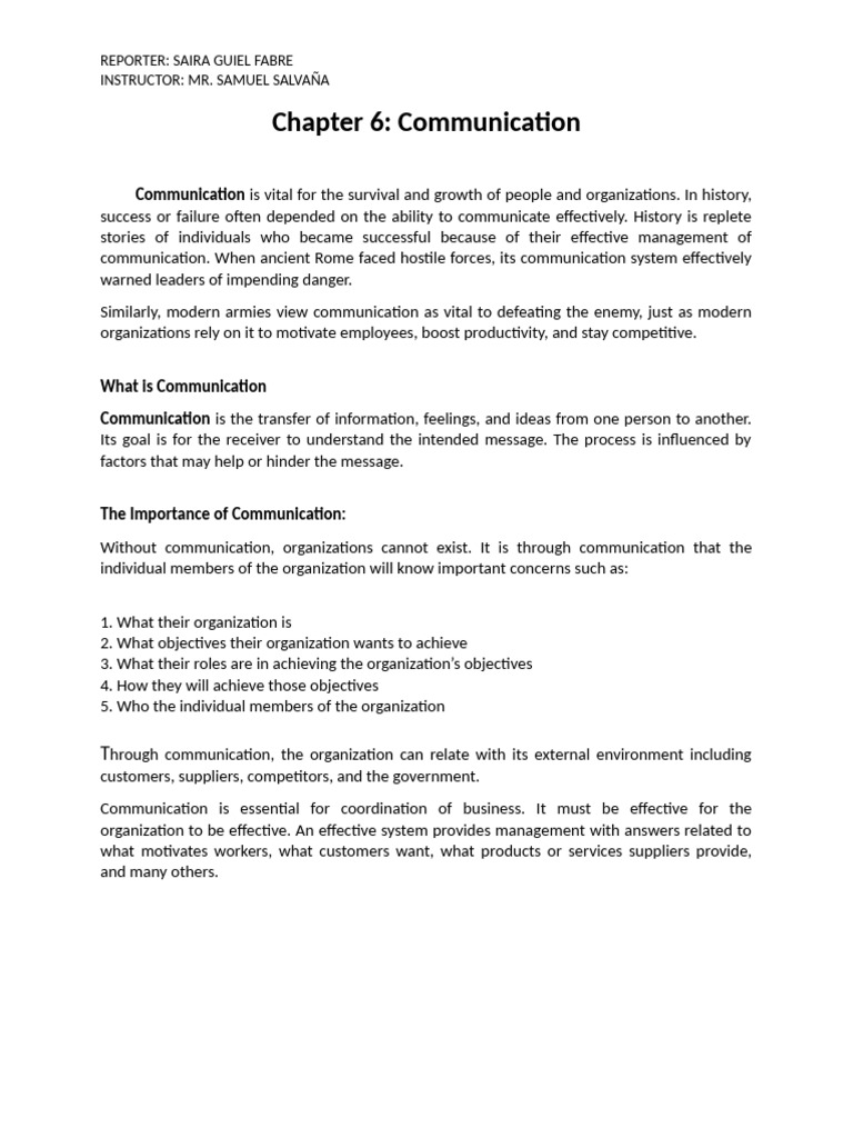 Chapter 6 Communication | PDF | Communication | Nonverbal Communication
