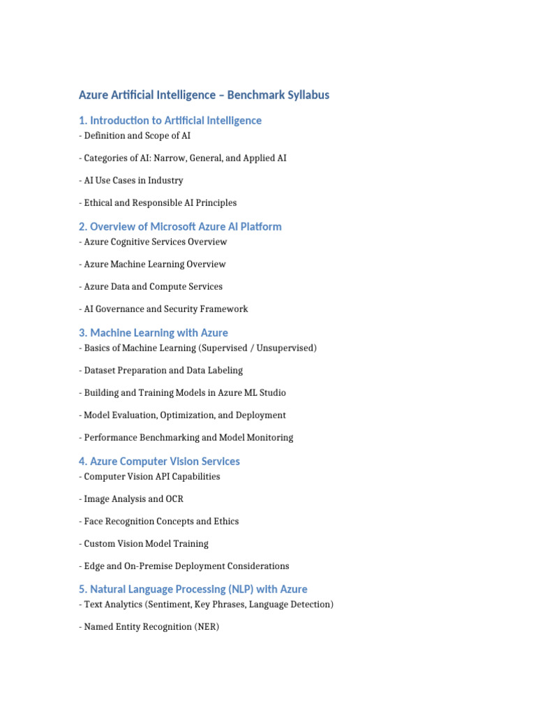 Azure AI Syllabus | PDF