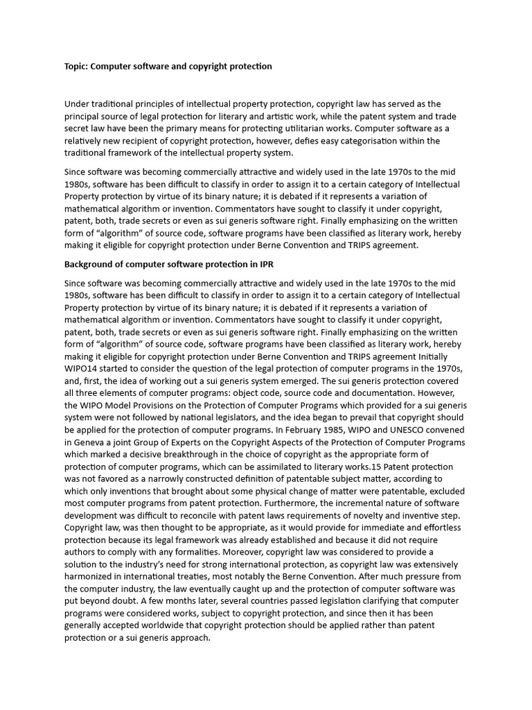 Copyright Protection for Computer Software | PDF | Substantial ...