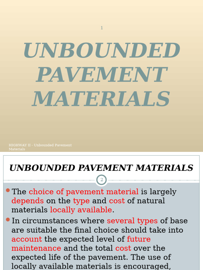 Unbounded Pavement Materials Guide | PDF | Road Surface | Road