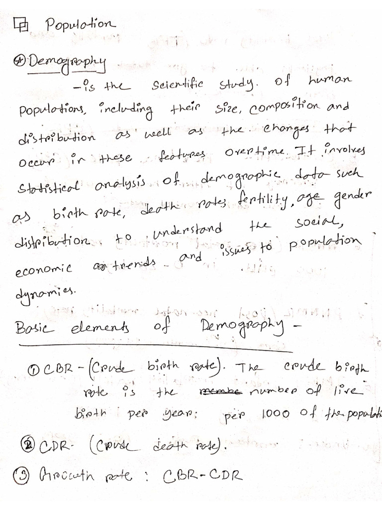 Note of Population and Human Society - Huda Sir | PDF