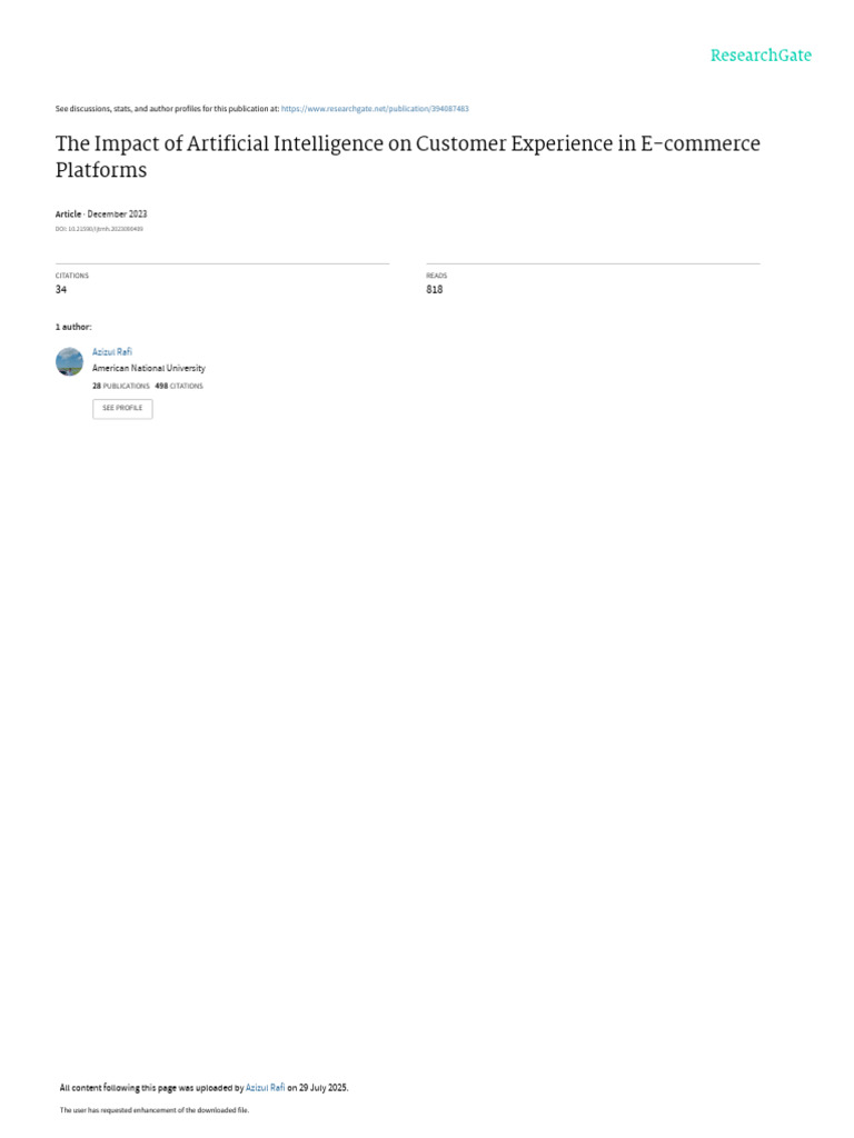 AI's Impact on E-commerce Customer Experience | PDF | Artificial ...