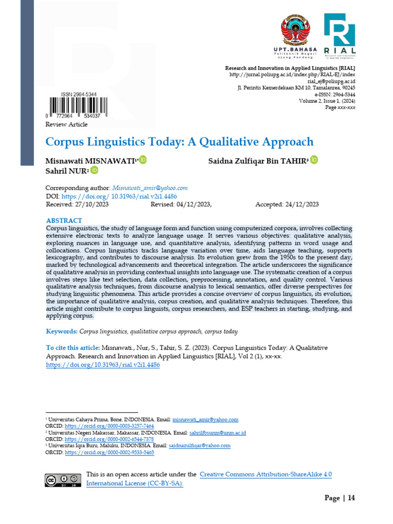 Volume+2,+Issue+1,+2024+03+Misnawaty | PDF | Linguistics | Qualitative ...