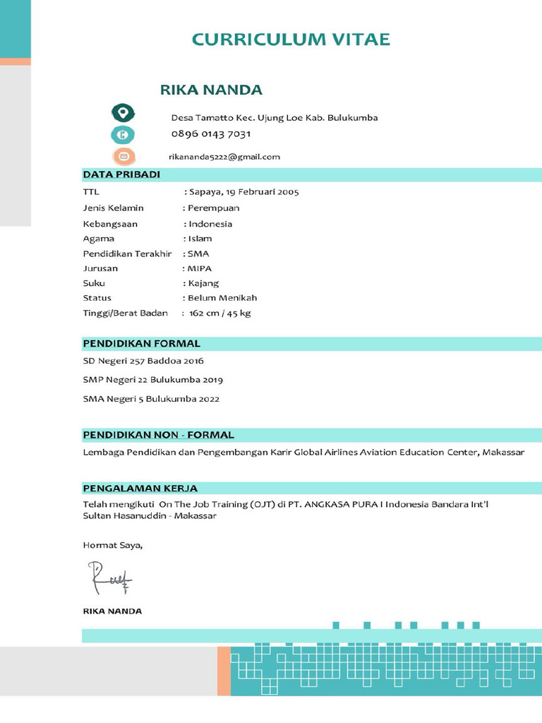 CV Rika Nanda | PDF