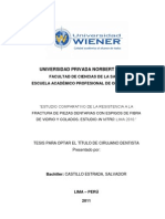 Espigo, Poste, Perno, Fibra de Vidrio, Perno Colado, Muñón, Post, Fiber, Resistencia A La Fractura, Salvador Castillo Estrada, HTTP://WWW - Cop.org - pe/bib/tesis/SALVADORCASTILLOESTRADA PDF