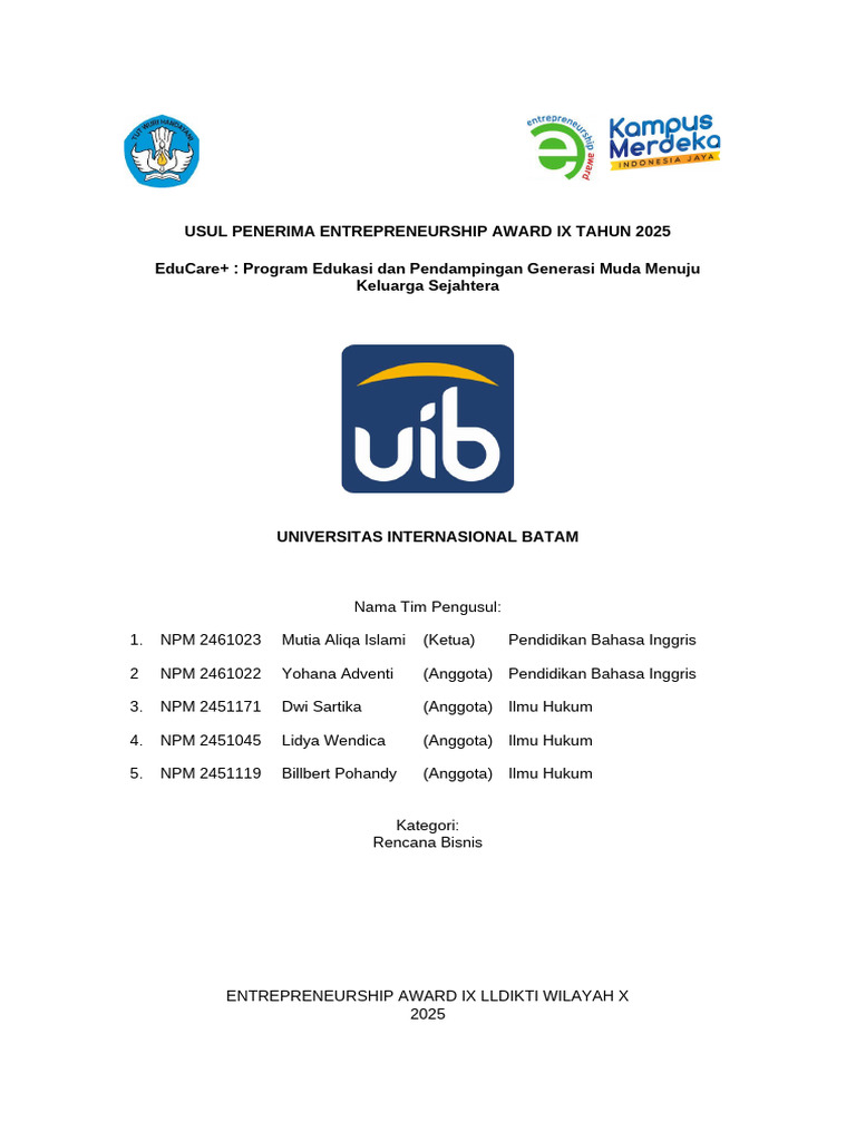 Proposal Kewirausahaan UTS KELOMPOK 9 3WEMC[1] | PDF