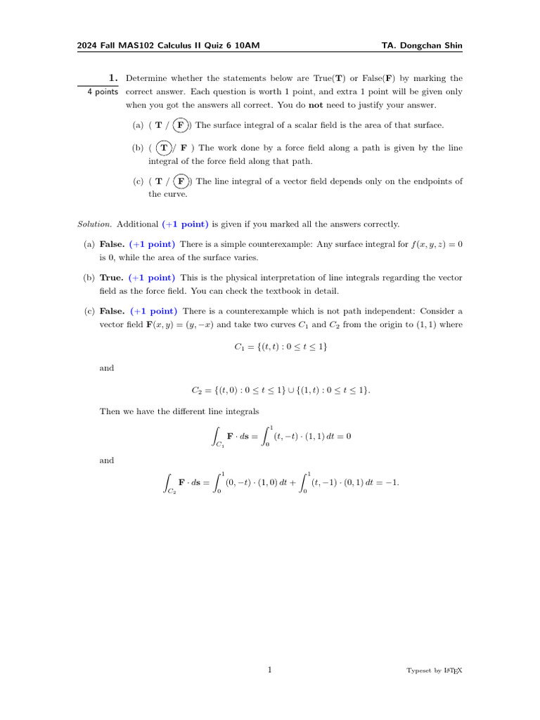 MAS102 Calculus II Quiz 6 Solutions | PDF | Mathematical Physics ...