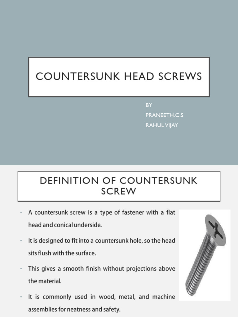 Countersunk Head Screws Overview | PDF