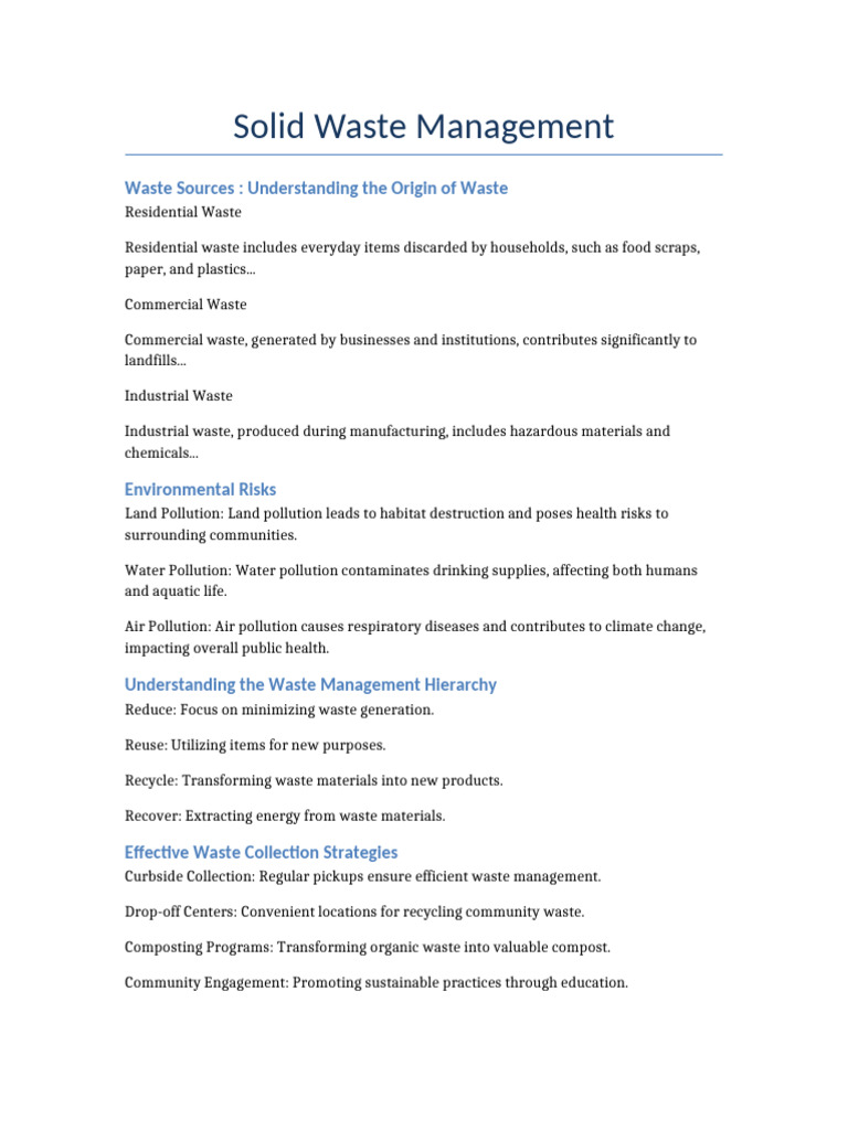 Comprehensive Guide to Waste Management | PDF | Waste | Waste Management