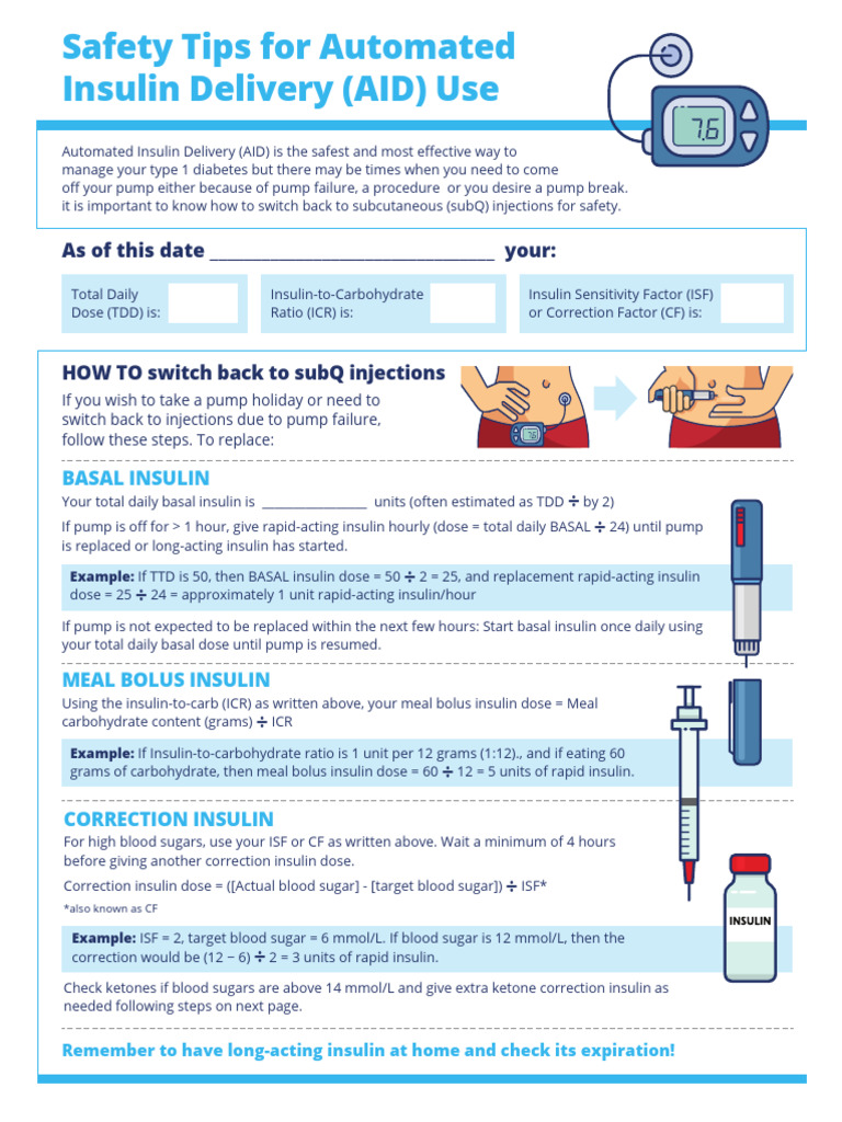 Switching to SubQ Injections Guide | PDF | Hypoglycemia | Disorders Of ...