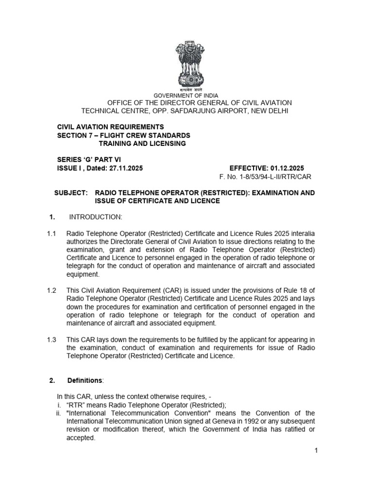 RTR Certificate & Licence Guidelines 2025 | PDF | Instrument Flight ...