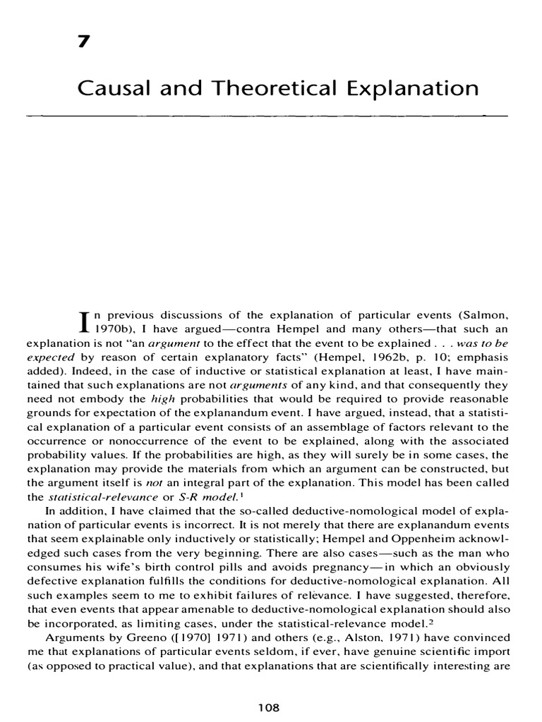 Causal and Statistical Explanations Explained | PDF | Causality ...