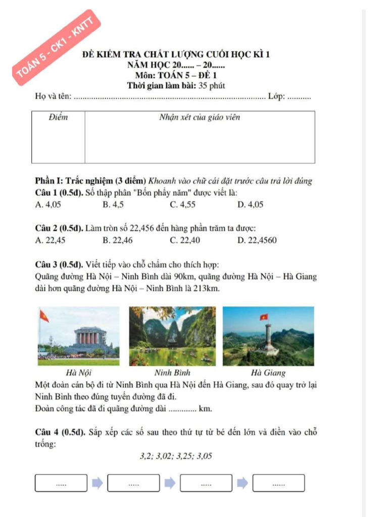 Đề Cuối Kì Toán Kntt | PDF