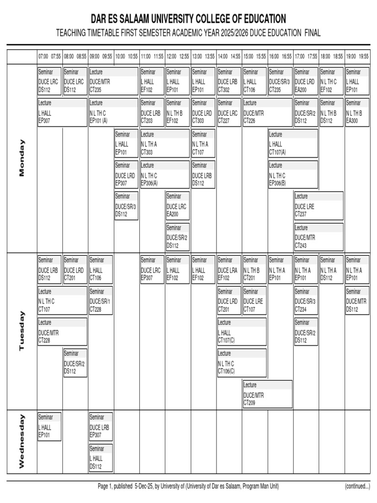 Final Version Education Teaching Timetable | PDF