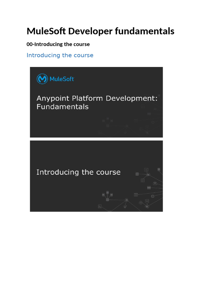 Mulesoft Developer Fundamentals - 00-Introducing The Course | PDF