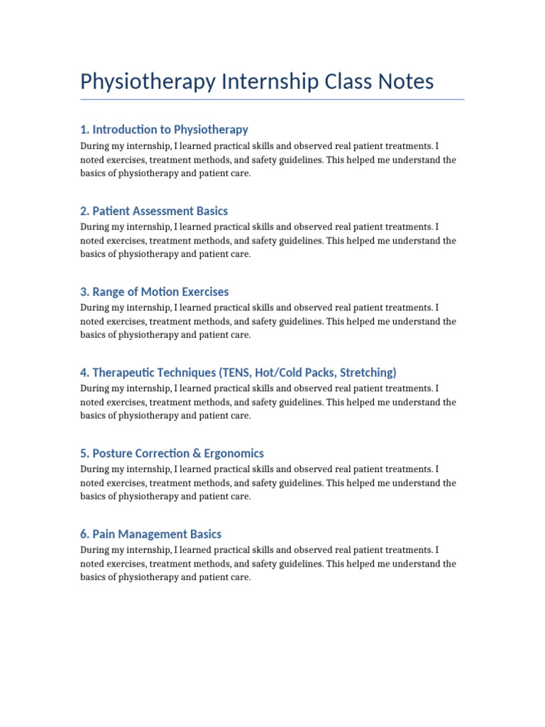 Physiotherapy Internship Insights | PDF | Physical Therapy | Chess Openings