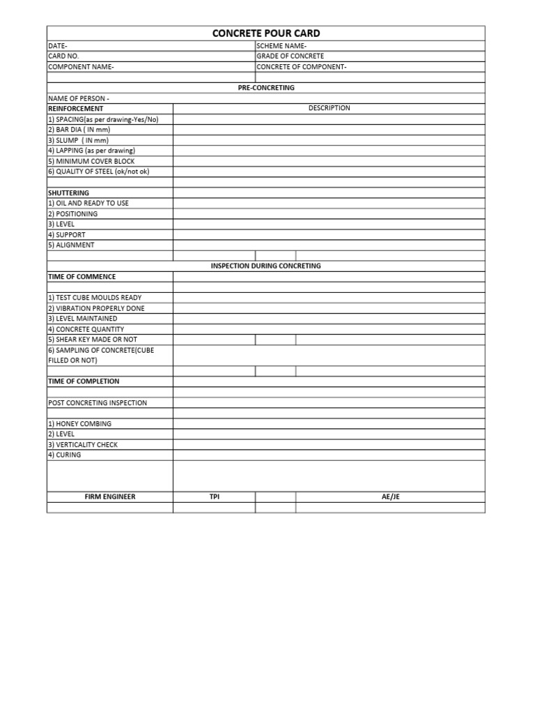 Concrete Inspection Checklist Guide | PDF