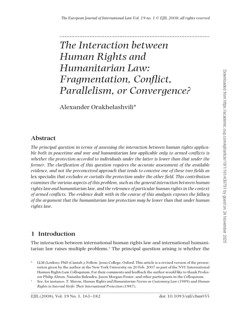Human Rights vs. Humanitarian Law Analysis | PDF | International ...