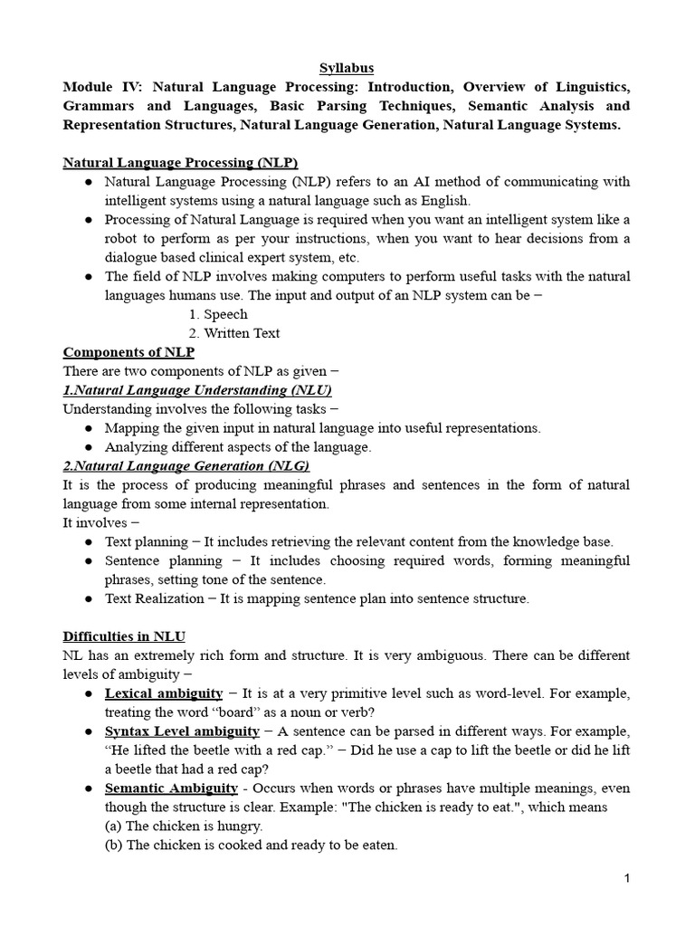 Introduction to Natural Language Processing | PDF | Parsing | Semantics