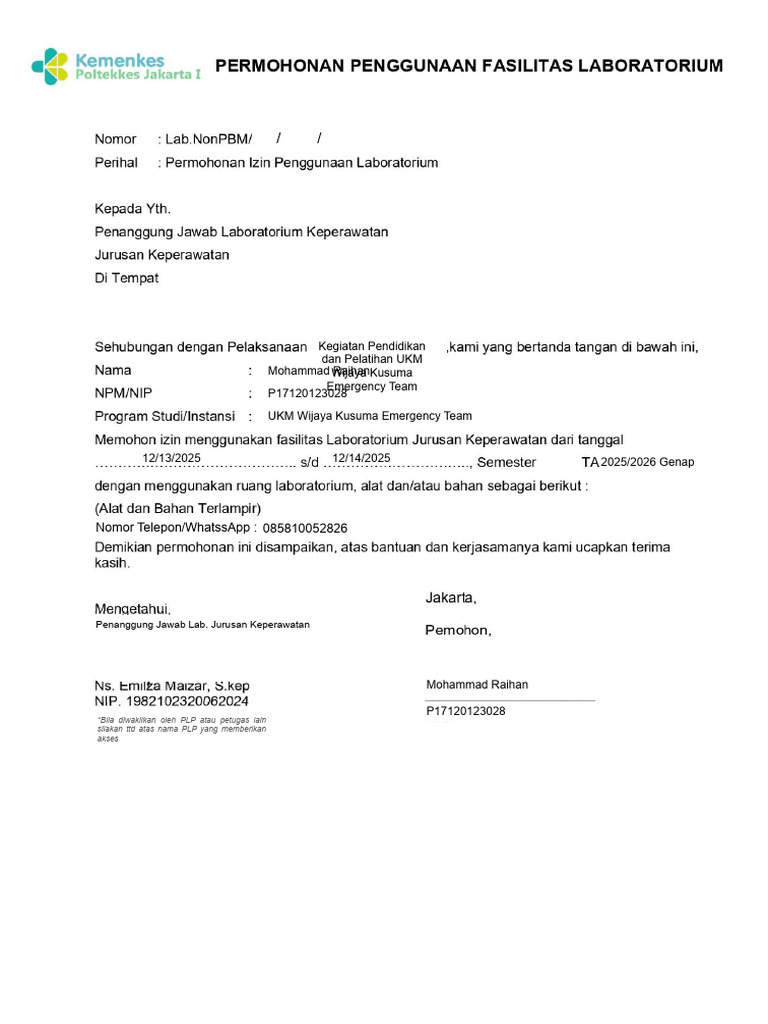 Form Permohonan Alat Dan Bahan Non PBM __nama_ | PDF