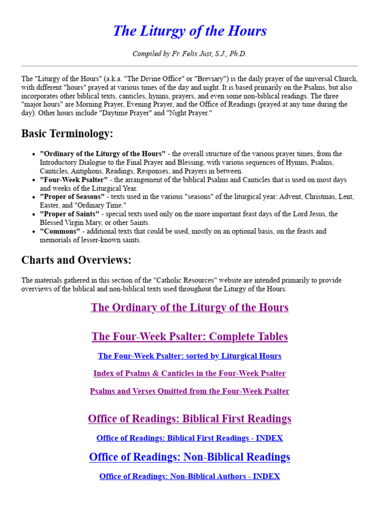 Understanding the Liturgy of the Hours | PDF | Catholic Church ...