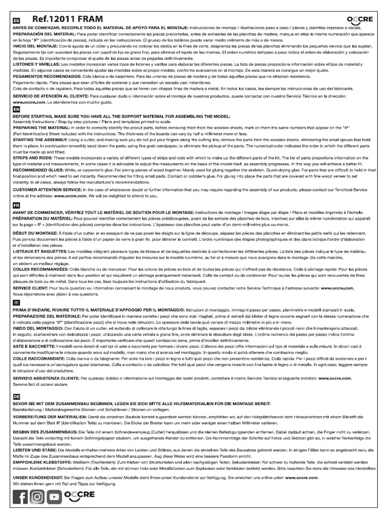 Instrucciones de Montaje para Barcos FRAM | PDF | Materiales ...