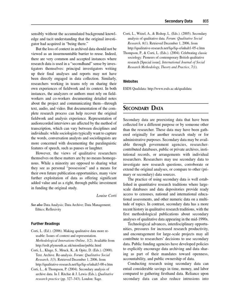 Understanding Secondary Data Use in Research | PDF | Qualitative ...